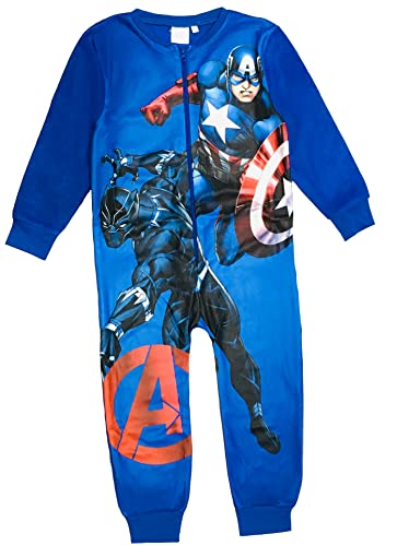 Marvel Pijama enterizo de forro polar para niños de los Vengadores de 4 a 10 años, azul, 5-6 años