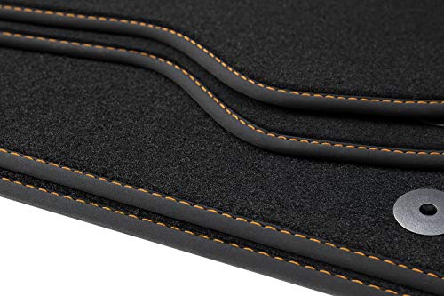 teileplus24 BV592 Alfombrillas Velours para Cupra Formentor 2020- Protección Alfombra Ductor, Costura:Naranja