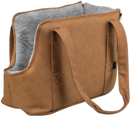 TRIXIE Transporttasche Evelyn für Hunde in braun/grau – praktische Tragetasche zum Transportieren deines Vierbeiners – modernes & Zeitloses Design – 28848