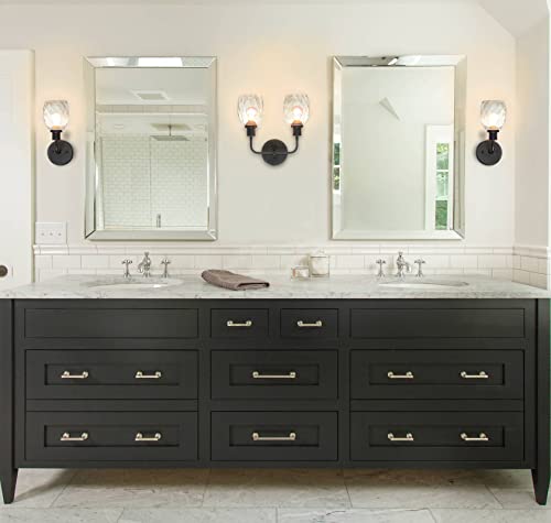 Xinbei Lighting Wall Sconce, 2 Light Bathroom Vanity Wall Light With Clear Glass, Matte Black Finish Xb-W1210-2-Mbk #TOP2