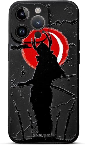 SIMPLYMDRN Samurai Compatible with iPhone 14 Pro Case [Glossy] Shockproof Protective Slim for Men Phone Cases 5.7 Inch 2022, Black