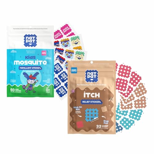 BUZZPATCH NATPAT (2 Packs, 120 Mosquito Stickers) and Magic Patch (1 Pack, 32 Itch Relief Patches) Bundle - The Original Non-Toxic, Chemical Free, Natural Relief from Insects
