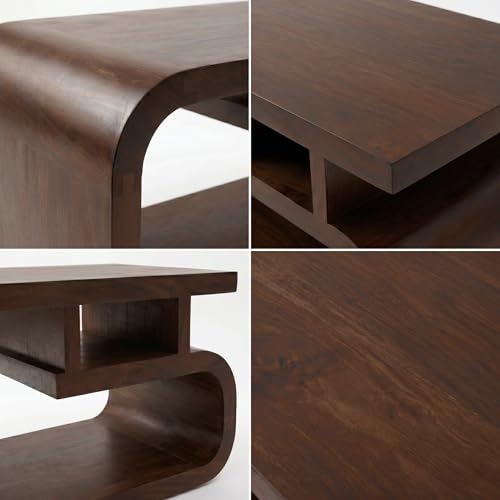 Image of SONA ART & CRAFTS Sheesham Wooden Center Coffee Table for Living Room Home with Shelf Storage | Wooden Coffee Table | Center Table for Living Room | Tea Table | Walnut Finish