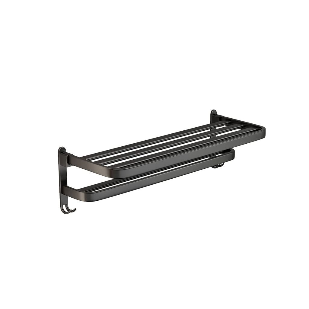 JvFbjLF Towel Rack Without Holes Bathroom Bathroom Shelf Toilet Black Wall Towel Rack Wall Hanging(60cm)