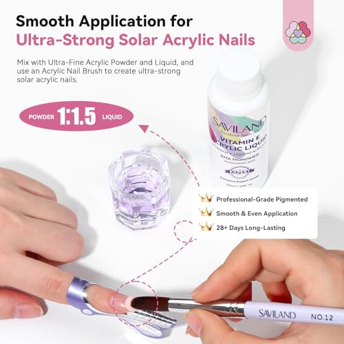 SAVILAND Acryl Nagelset: 3 Farben Acrylpulver 50ml Acrylliquid mit Weiß French Gel Nagellack Nail Primer Top Coat Acrylpinsel Nail Tools Acryl Nägel Starterset für Anfänger French Manicure DIY