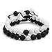 Exweup 2Pcs 8mm Bead Couples Bracelets for Women Men Yoga Lava Stone Long Distance Relationship Couple Bracelet