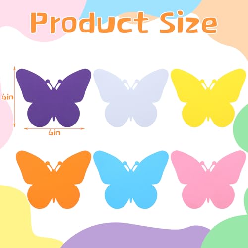 Image of Ireer 48 Pcs Large Foam Butterfly Cutouts 6 Inch Colorful Spring Bulletin Board Decoration Butterfly Shaped Cutouts for Spring Teacher Classroom DIY Crafts School Office Wall Decor