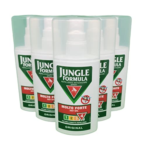 6 x JUNGLE FÓRMULA Repelente Pulsera antimosquito Spray Muy brillante Fuerte 75Ml