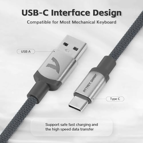 Image of Custom Coiled Keyboard Cable, USB-C to A Aviator Cable + Solid Aluminum Alloy Coiled Cable Winder Set for Gaming Keyboard, Braided Detachable Metal Aviator Double Sleeved Spiral Cable for PS4 PS5 Xbox