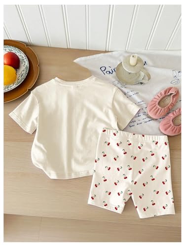 RoseSeek Conjunto de 2 peças de camiseta de manga curta com gola redonda e short de motociclista par
