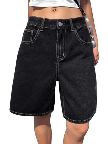 Image of GRECIILOOKS Denim Shorts for Women | Shorts for Woman | Western Denim Short's - Trendy Knee Length Casual Bottoms | Daily Relaxed Fit Summer Stylish with Functional Pockets