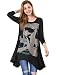 Allegra K Ladies Long Sleeve Skull T Shirts Casual Loose High Low Tops Black L