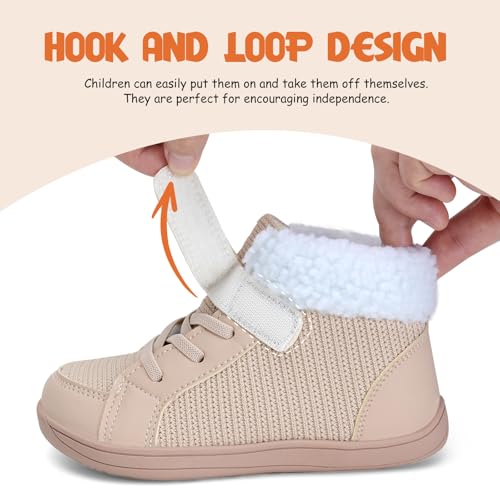 WateLves Toddler Little Kids Wide Barefoot Shoes Boys Girls Winter High Top Minimalist Sneakers Faux Fur Ankle Boots Warm Walking Shoes for Indoor Outdoor | Naturally Splay | Flexible Fit3