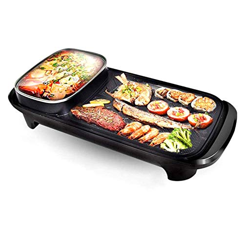 2 in 1 Hot Pot BBQ, tragbarem Elektrogrill, hohe Kapazität, Antihaft-Pfanne, mit isoliertem Boden