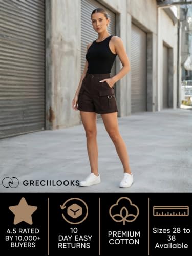 Image of GRECIILOOKS Women's Casual Knee Length Shorts,Casual Relaxed Fit Summer Shorts for Women & Girls | Comfortable Everyday Wear | Available in Plus Sizes