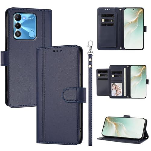 �X�}�z�P�[�X �Ή��@�� for Tecno Spark Go 2022,�Ή��@�� for Tecno Spark 9 4G / 8C 4G �X�}�z�P�[�X�y�E�H���b�g�f�U�C�� �f���A���J�[�h�X���b�g �L���b�V�� �t���b�v���X�^���h �����h�~�zBlue