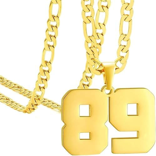 LULUMONIA 89 Chain 89 Necklace Chains for Man Stainless Steel Basketball Soccer Baseball Team Number Pendant Chunky Chain Sport Necklace