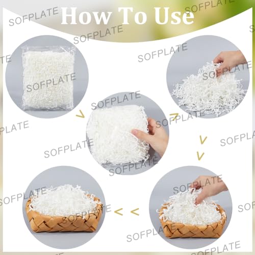 SOFPLATE 4 Set 7 oz Weißes Knisterpapier Füllmaterial Zum Füllen von Knisterpapier Geschreddertes Knittriges Verpackungspapier Versandgeschenkfüllmaterial Für Heimwerkerarbeiten Hochzeiten Weihnachten