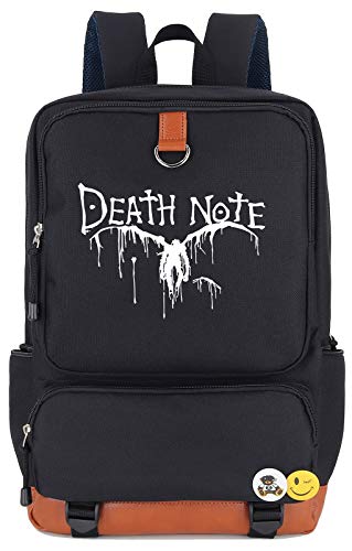 Roffatide Anime Death Note Mochila Luminosa Mochila Escolar Impresa Mochila para Portátil Mochila de Cosplay Mochila Negro