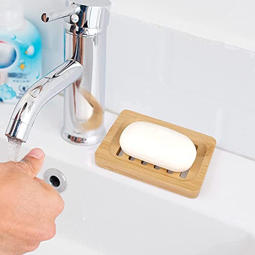 Bamboo Soap Holder For Shower Wall - 2Pcs Wooden Soap Dish For Shower - Bar Soap Travel Container Kitchen Sink Soap Tray Natural Dish Soap Holder For Kitchen Sink Tray Wooden Bathroom Accessory Set #TOP4