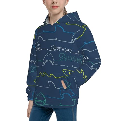 Shark With Sunglasses and Lobste Kid Hoodies Boys Sweatshirts Girls Pullover with Pocket2