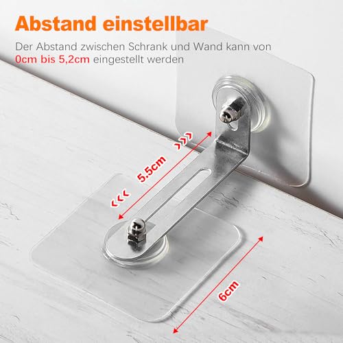 Miniatura 3 de Oiotuyi Juego De 4 Pares De Cierres Antivuelcos Para Muebles, Fijación A La Pared, Correas Para Muebles Antiinclinación, Anclaje De Pared Para Armario, Estantería, Cómoda, Seguridad Para Bebés Y