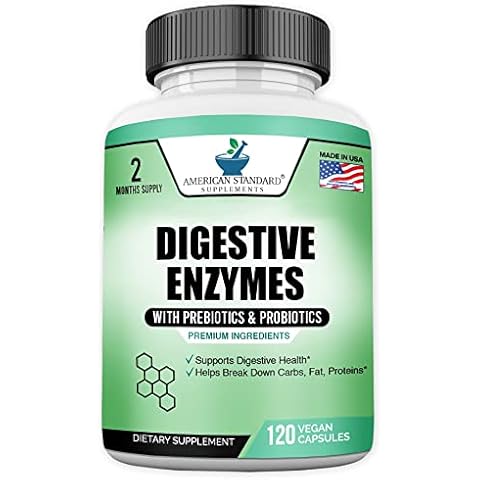 Digestive Enzymes Plus Probiotics & Prebiotics, 120 Veggie Capsules, For Digestion With Amylase, Bromelain, Papain, Lipase, Lactase, Protease, Papain, Cellulase, Vegan & Gluten Free, 2 Month Supply Cover