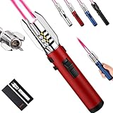Lux Blaze Lighter, Luxblaze Electric Lighter, Camping Outdoor Windproof Straight Flame Lighters Rechargeable, Adjustable Electric Jet Lighters with Safety Lock, for Campfires Kitchen(Red)