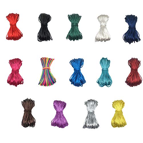 2Mm Satin Nylon Trim Cord, Rattail Silk Cord,14 Bundles 154 Yards Assorted Colors Nylon String For Beading Jewelry Making, Kumihimo Rattail, Chinese Knot #TOP2