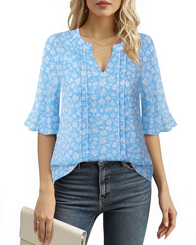 Bodhi talk Oberteile Damen Sommer: Elegante Blümchen Bluse Damen - Work...