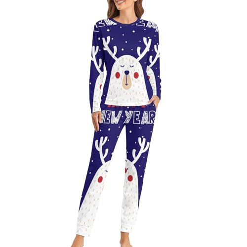Pyjama femme cerf de la nouvelle année pour des soirées d'hiver cocooning en coton doux