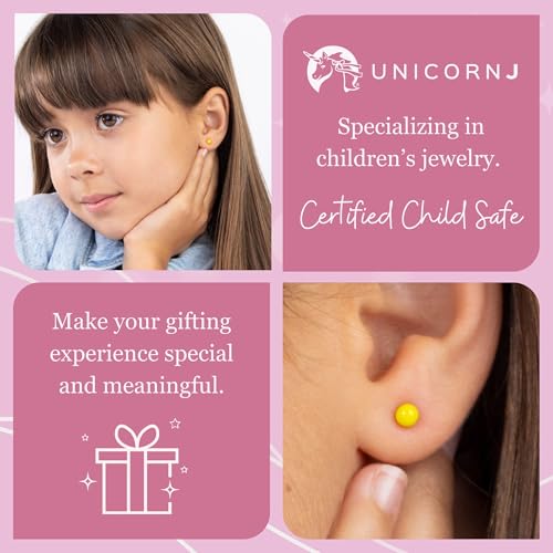 Sterling Silver Ball Stud Earrings for Women and Girls Hand Painted Enamel Colors Small 3mm Second Piercing Earrings| Hypoallergenic | Made in Italy3