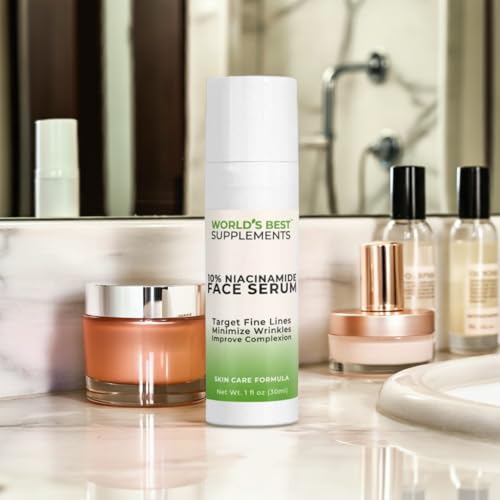 World's Best Supplements 10% Niacinamide Face Serum | 1oz | Vitamin B3 & Sodium Hyaluronate, Anti Aging Moisturizer, Minimize Pores, Enhance Skin Tone, Reduce Blemishes, & Improve Clarity | World's Best Supplements