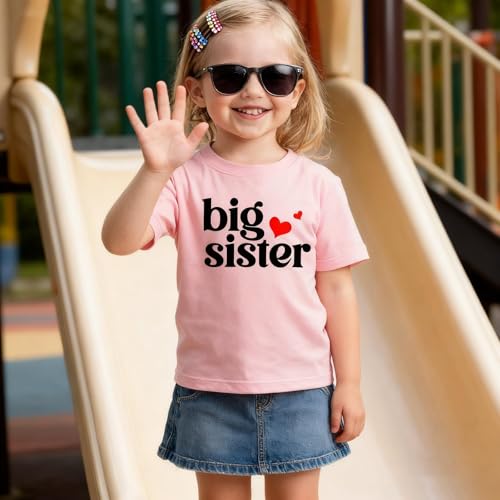 Image of Big Sister Shirt for Girls Toddler Kids Pregnancy Announcement Promoted to Big Sis T-Shirt Summer Short Sleeve Top
