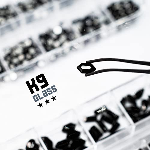 qiipii 4080Pcs Black Nail Rhinestones Crystal Flatback Jet Black Rhinestones Round Beads Glass Gems Stones Nail Art Gems Diamonds jewels Multi Shapes Sizes Nail Charms for Nails Eyes Makeup DIY Crafts