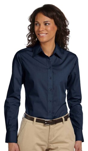 Harriton Ladies 3.1 oz. Essential Poplin S Navy