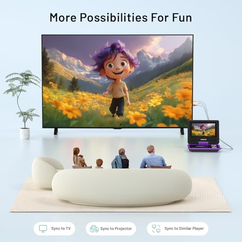 Image of 9.5 inch Portable DVD Player for Kids and Car with 7.5 inch Swivel Screen, 4-6 Hours Working Time, Car DVD Player with Dual Speakers, Remote Control, Support Sync TV, Region Free USB /SD /AV - Purple