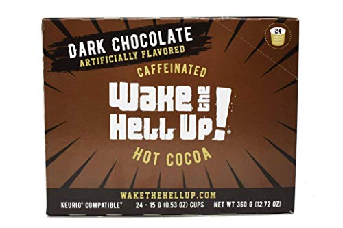 Wake The Hell Up!ï¸ Caffeinated Dark Chocolate Hot Cocoa Single Serve Capsules Ultra-Caffeinated Cocoa For K-Cup Compatible Brewers | 24 Count, 2.0 Compatible Pods