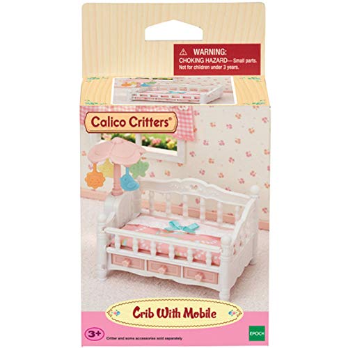 Calico Critters Crib with Mobile, Dollhouse Furniture Set with Working Features