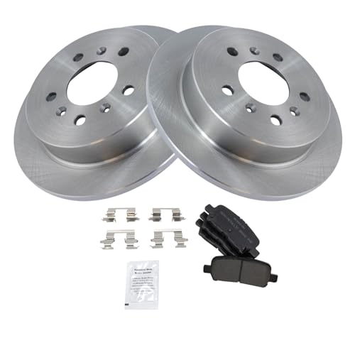 Image of TRQ Rear Brake Pad and Rotor Set Semi Metallic Compatible with 2008-2009 Buick LaCrosse