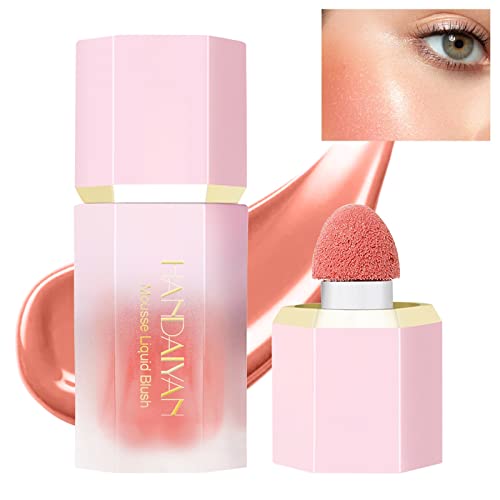 Colorete en crema líquido con aplicador de esponja Colorete mate aterciopelado para un resplandor natural, colorete en crema hidratante para mejillas Rouge Cream Tint Peach Blush (Rose)