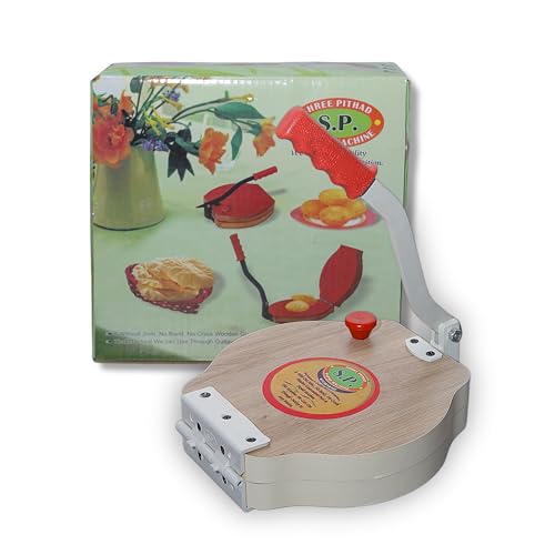 Image of Manual Puri & Dough Press Machine (10 Inch) | Wooden Body with Stainless Steel Plate | Multi-Purpose Papad, Khakhra, Empanada & Pathiri Maker | Hand Press for Home Kitchen E1