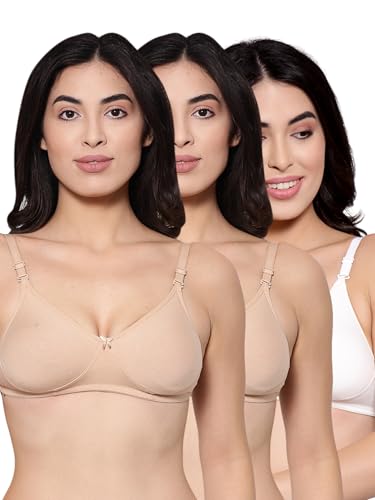 Image of Inner Sense Bra for Woman Made with Organic Cotton and Bamboo I Demi Cups Backless Bra for Woman with Removable Straps and Transparent Back I Non Padded Wire-Free Innerwear
