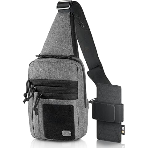 M-Tac Tactical Sling Bag for Men - Crossbody Concealed Carry Bag - Grey Mens Crossbody Holster Bag Cover