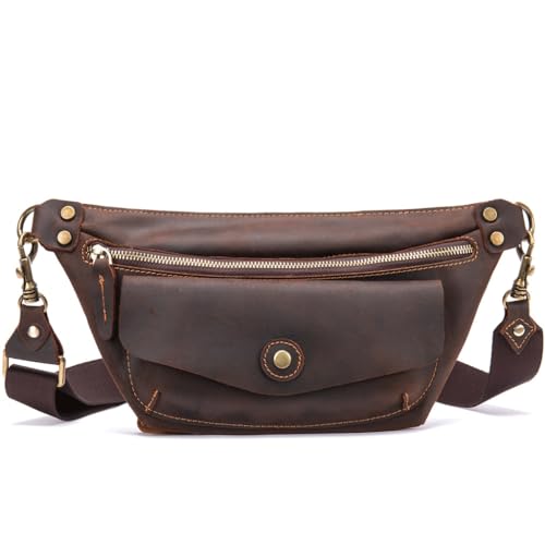 Horse Leather Men's Backpack Crossbody Bag Retro Outdoor Chest