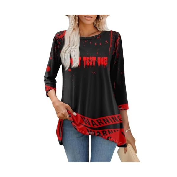 Halloween Shirt for Women Funny Graphic Tees Fall Winter Tops 2025 Casual 3/4 Length Sleeve Graphic Tops - Image 5