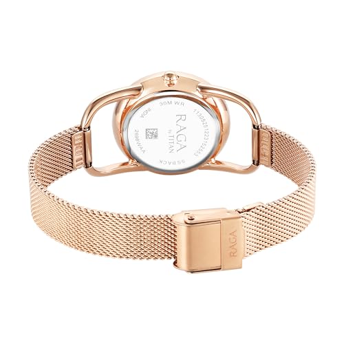 Image of Titan Raga Chic Quartz Analog Pink Dial Metal Strap Watch for Women-2696WM01
