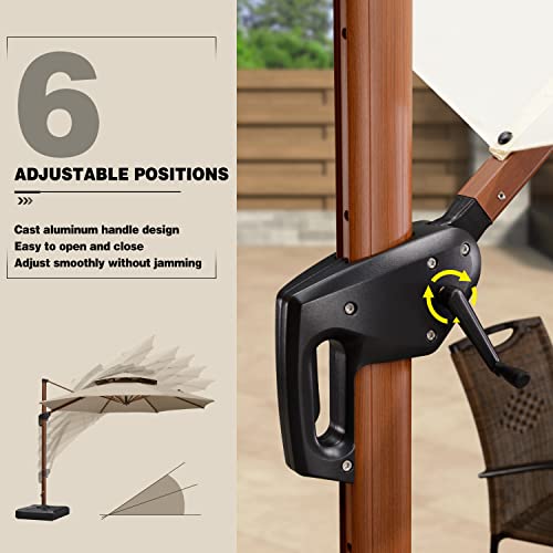 Purple Leaf 11Ft Patio Umbrella Outdoor Round Umbrella Large Cantilever Umbrella Windproof Offset Umbrella Heavy Duty Sun Umbrella For Garden Deck Pool Patio, Beige #TOP5