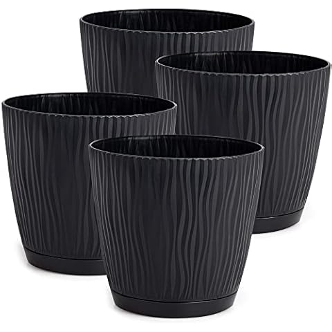 PECZEKO Matte Blumentöpfe - Deko Pflanztopf für Blumen & Kräuter - Langlebige & leichte runde Kunststoff-Pflanzentöpfe für Wohn- Esszimmer Cover