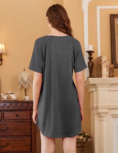 Image of Ekouaer Nightgowns for Women 3 Pack Sleep Shirts Short Sleeve Nightshirt Pullover Nightdress Soft Sleepwear